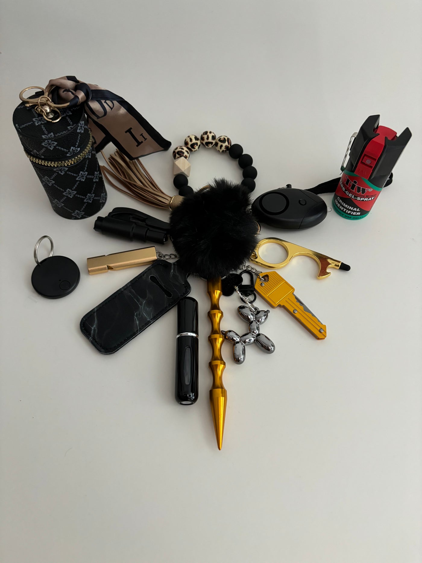 Zelfverdedigings sleutelhanger incl. Farb Gel Spray