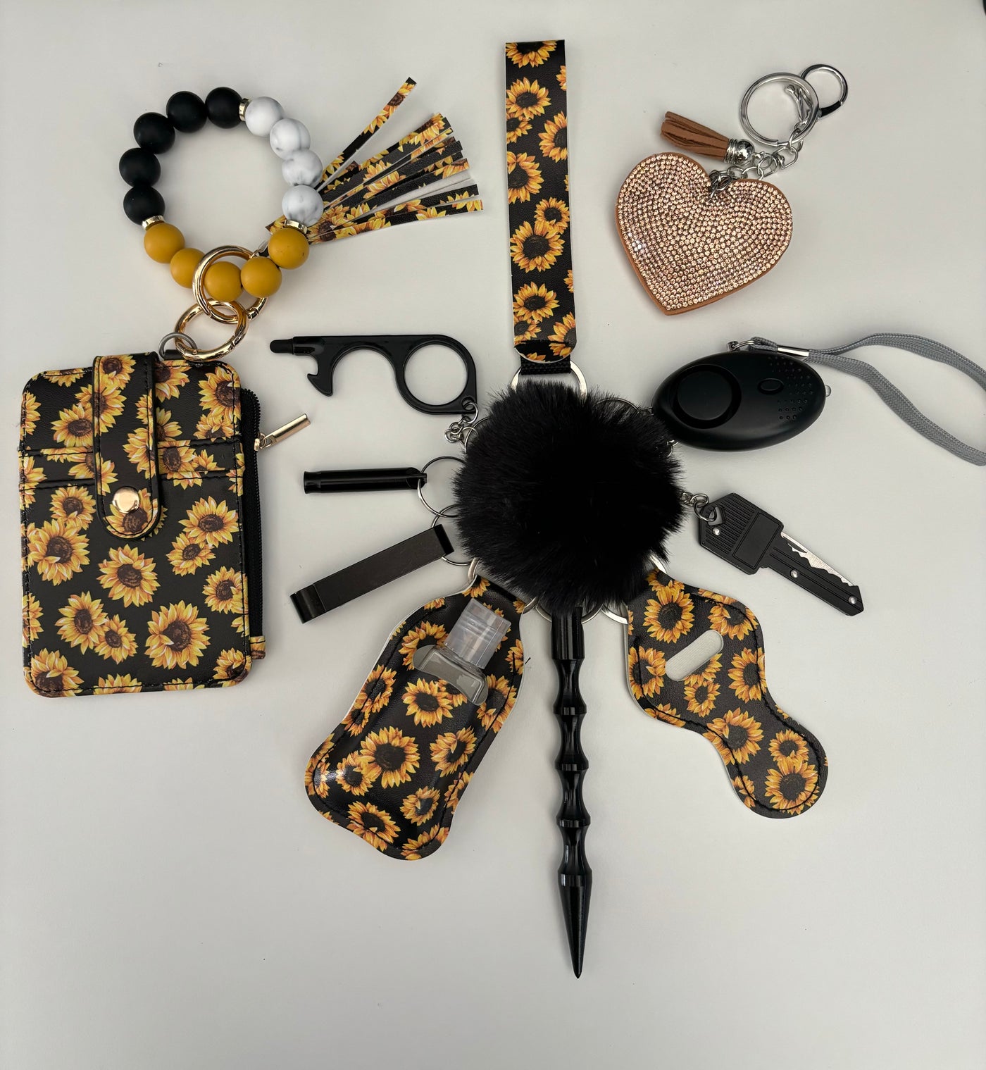 Sleutelhanger zonnebloemprint 14-delig