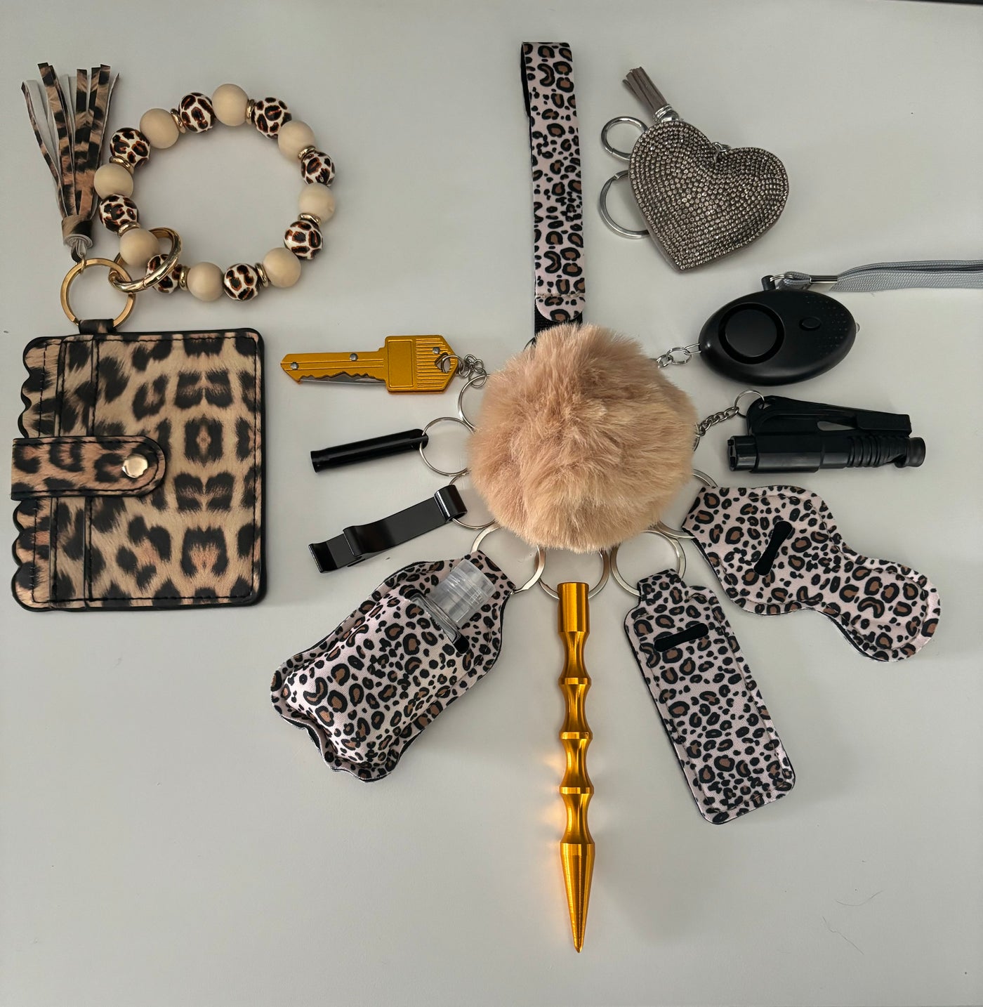 Sleutelhanger luipaardprint 14-delig