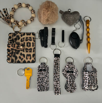 Sleutelhanger luipaardprint 14-delig