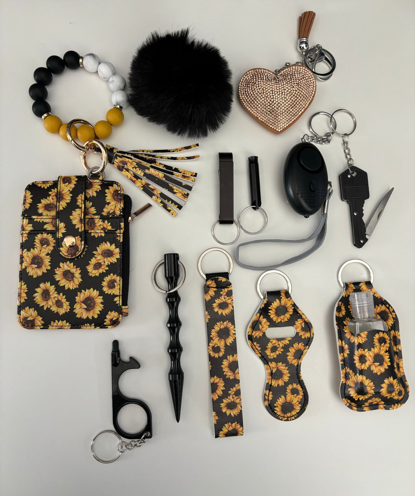 Sleutelhanger zonnebloemprint 14-delig