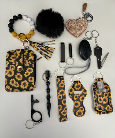 Sleutelhanger zonnebloemprint 14-delig