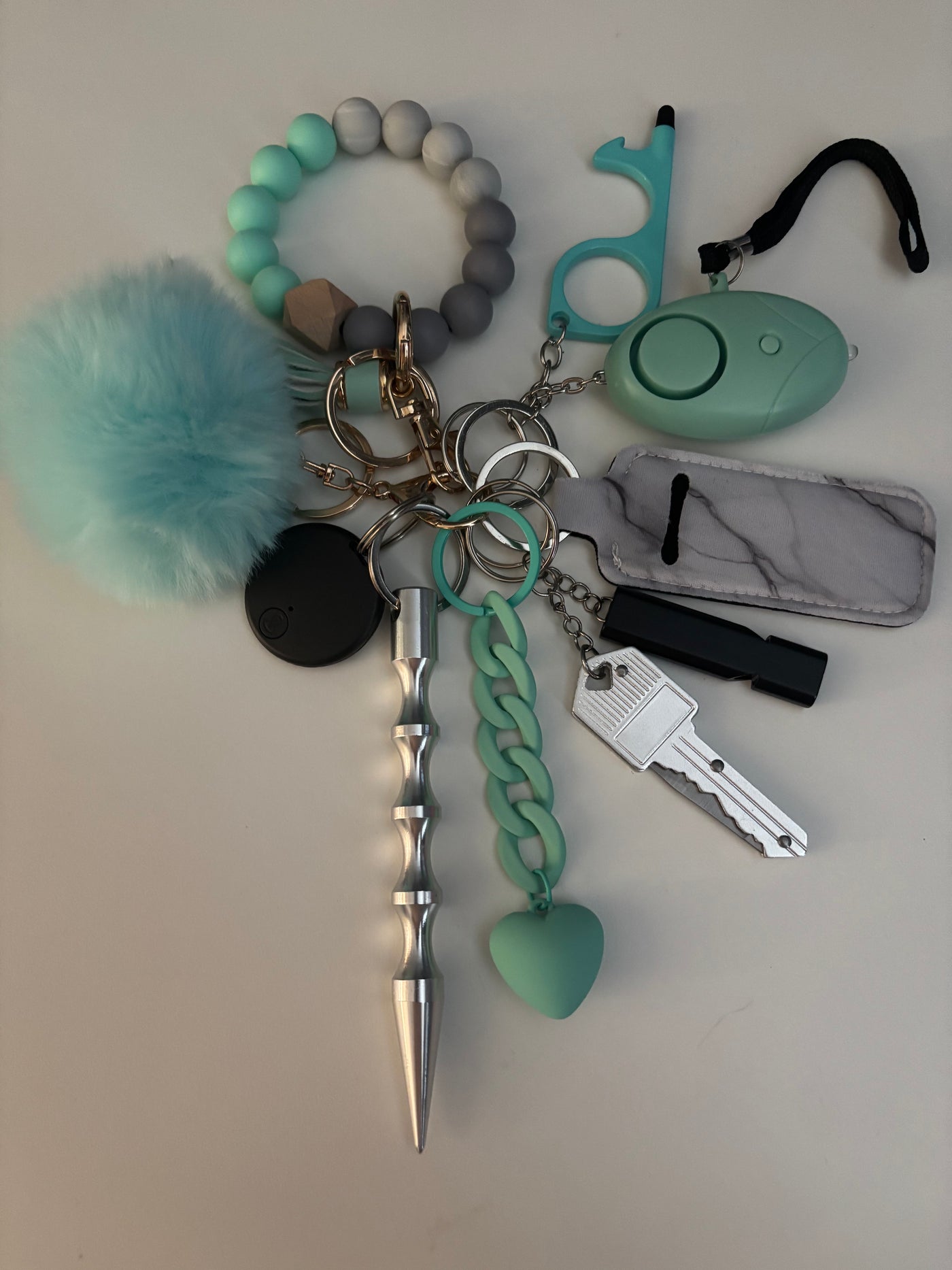 Zelfverdedigings sleutelhanger mint groen